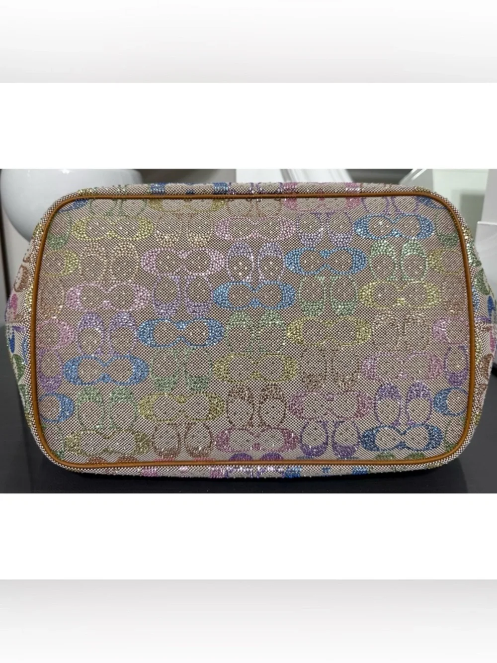 COACH Large Kisslock Frame Bag- RAINBOW Crystal Signature Jacquard